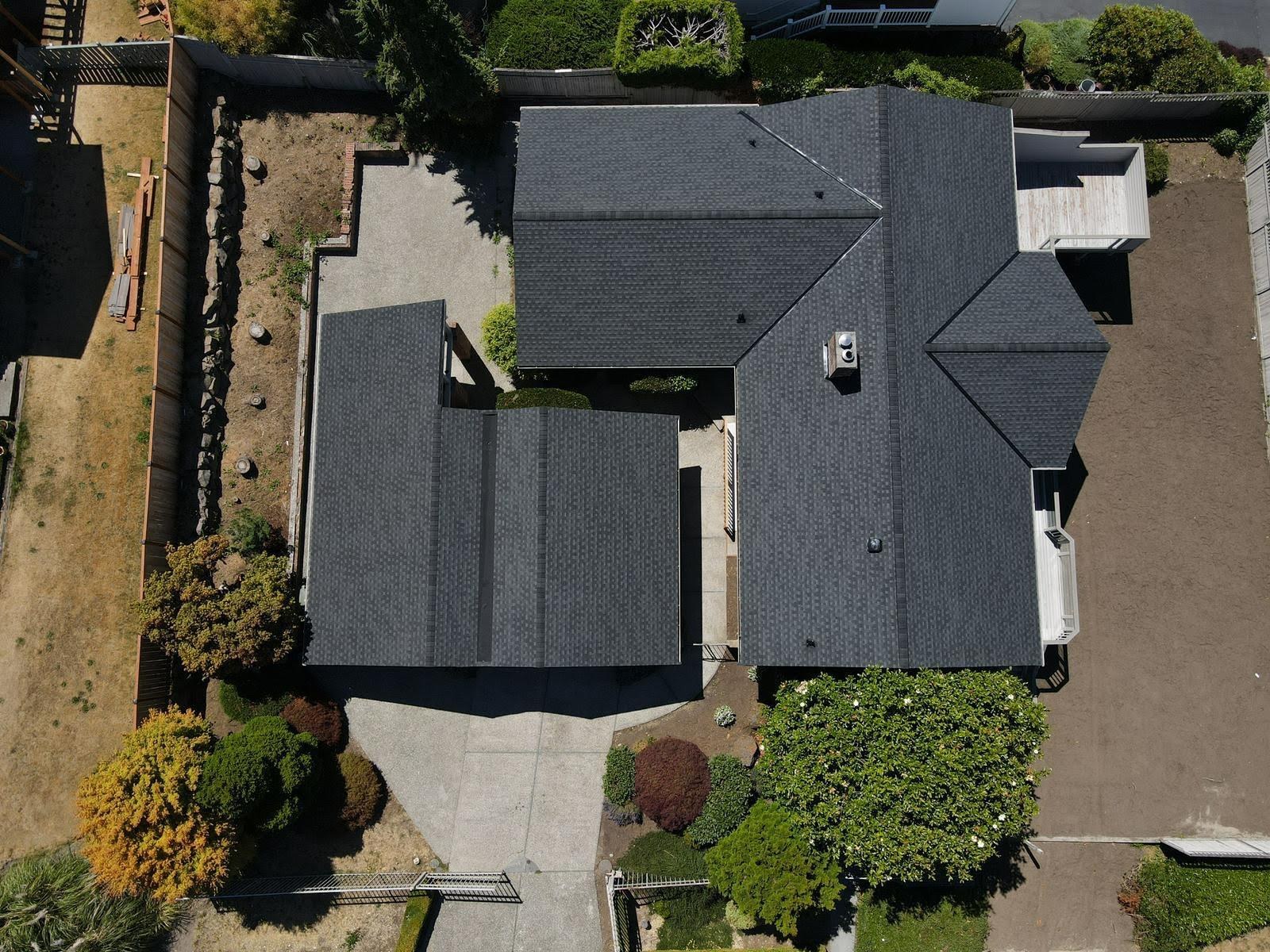 Finished roof photographed from the property or above