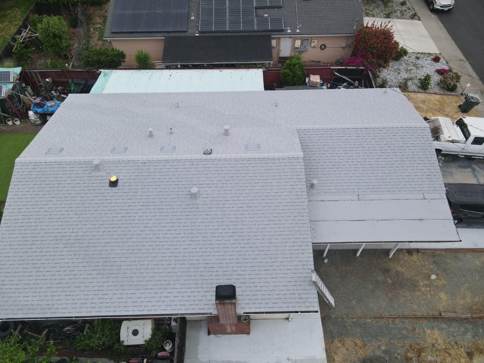 Finished roof photographed from the property or above