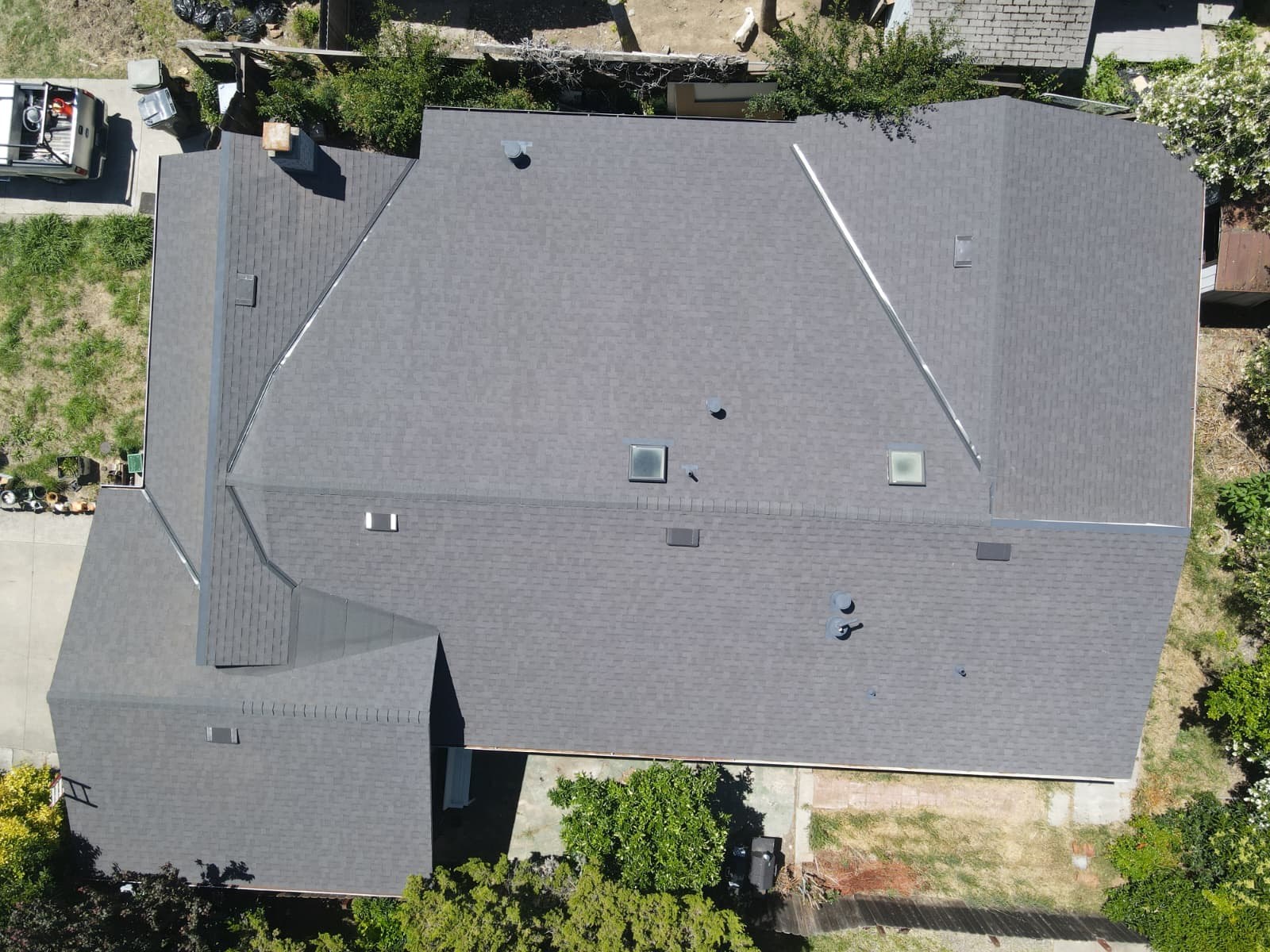 Finished roof photographed from the property or above