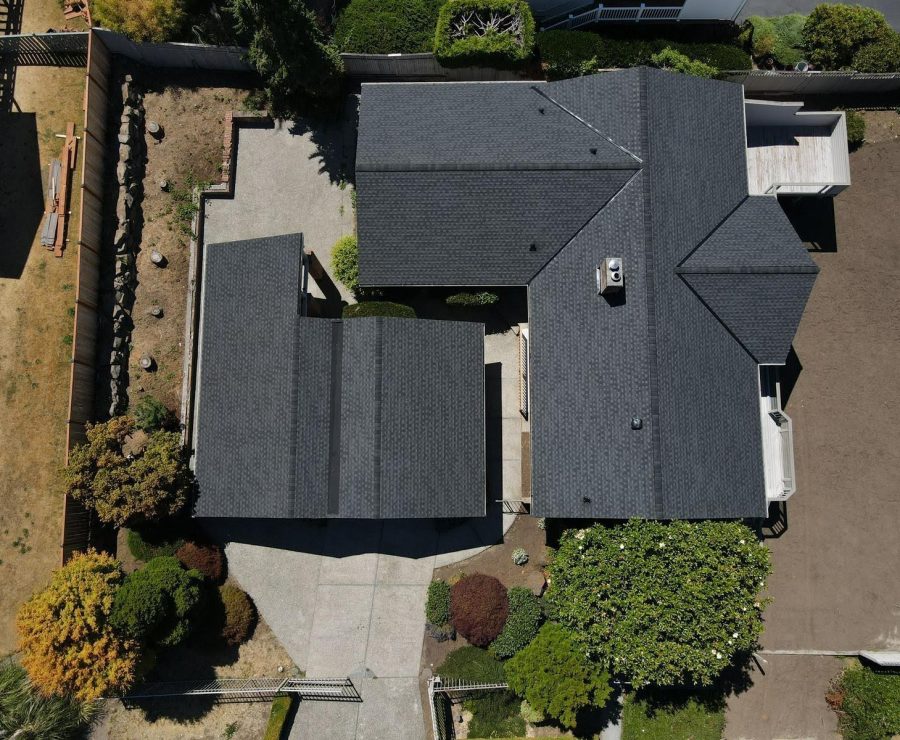 Finished roof photographed from the property or above