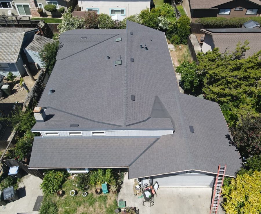 Finished roof photographed from the property or above