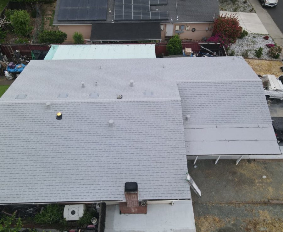 Finished roof photographed from the property or above
