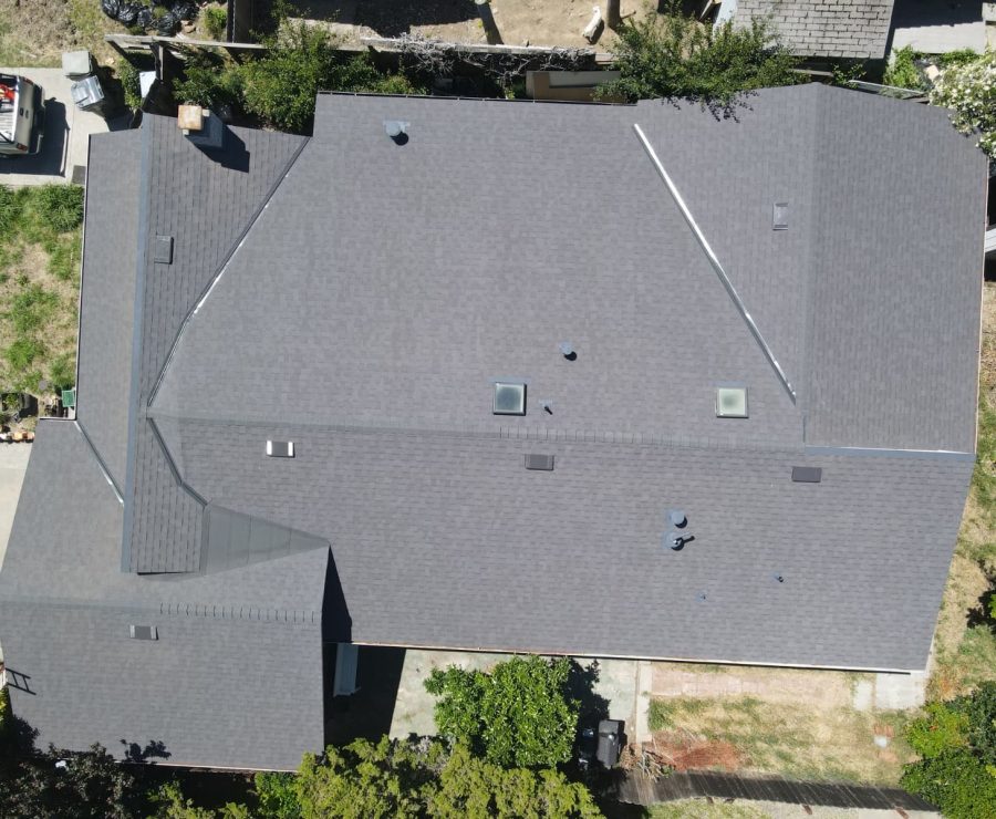 Finished roof photographed from the property or above